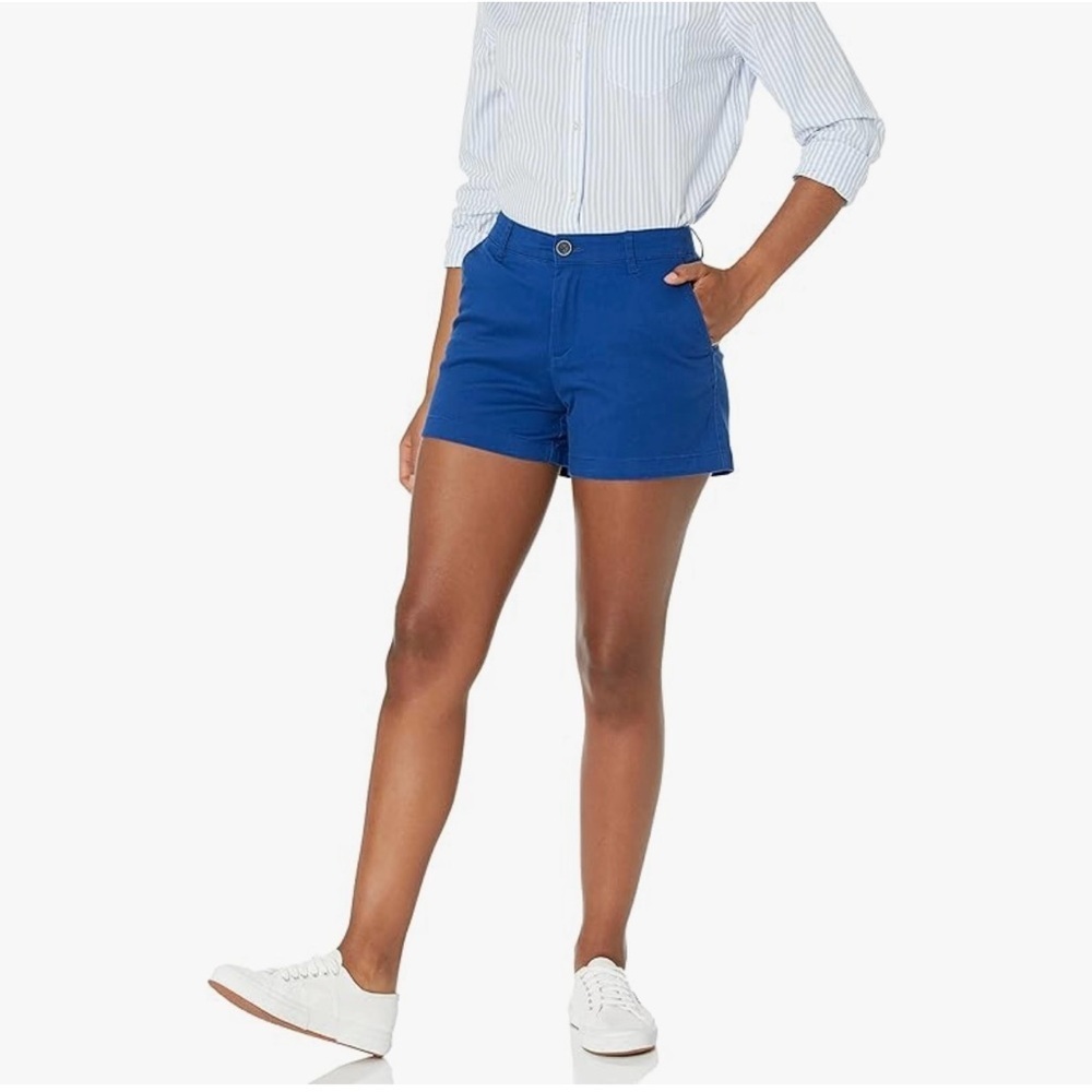 Amazon Essentials Women's Mid-Rise Slim-Fit 3.5 Inch Inseam Blue Shorts 12 NWT
